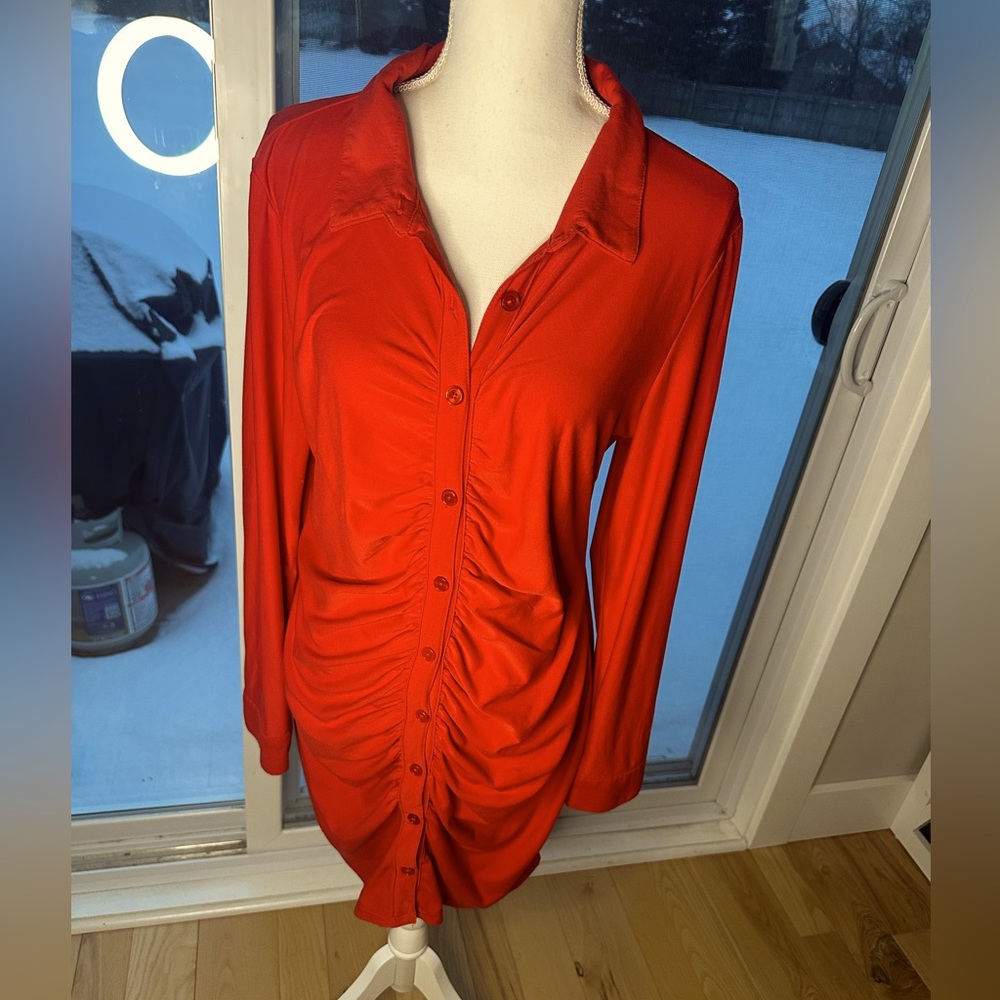 Red polo style mini dress